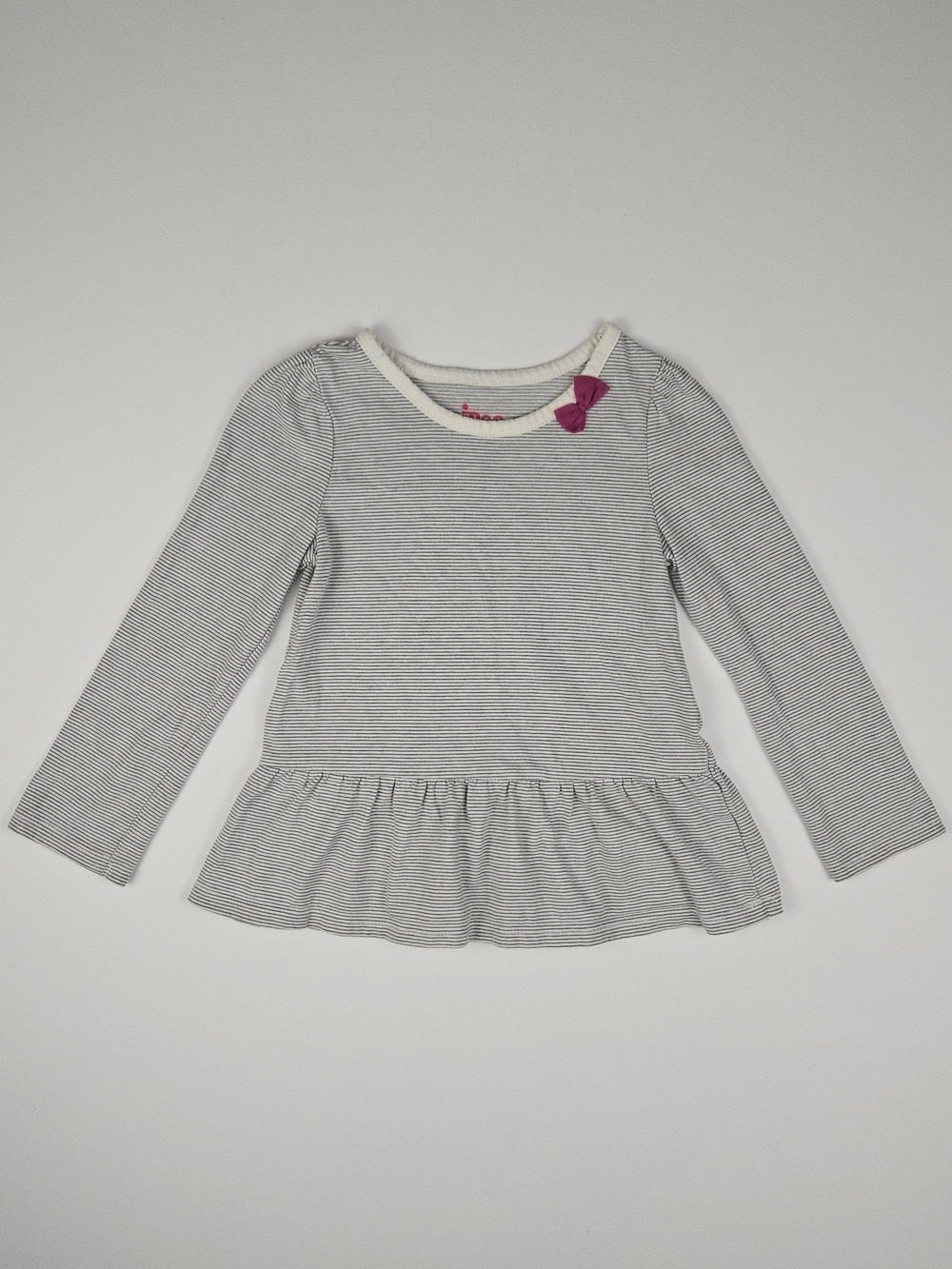 5/$25 Circo Girls Peplum Long Sleeve Top Size 3T Black White Stripe Bow